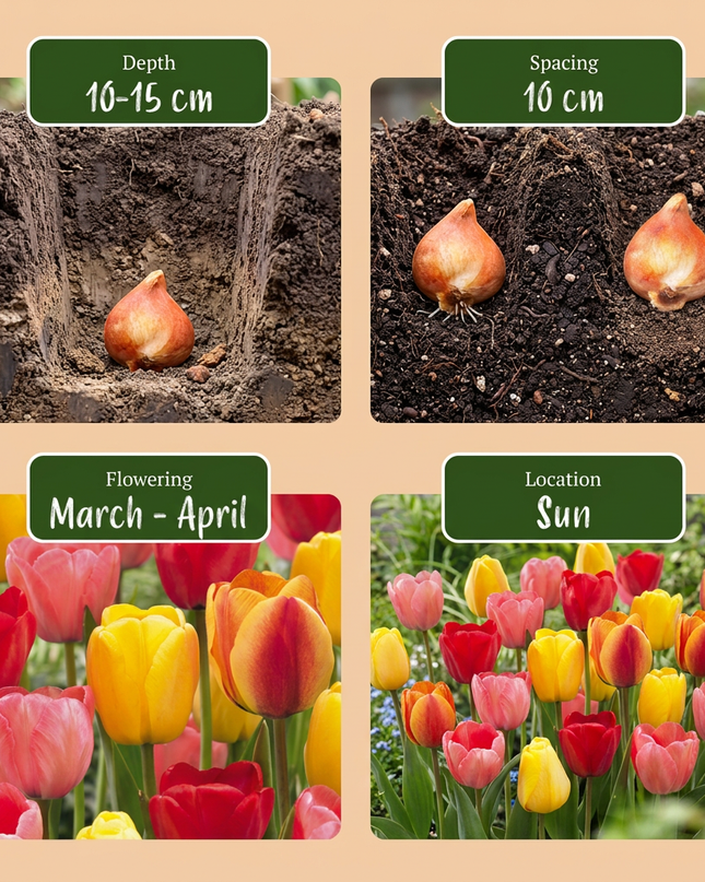 320x Tulipa Darwin Hybride mix - Darwin-tulp mix - Diversen - Voorjaarsbloeier - Bolmaat 10/12