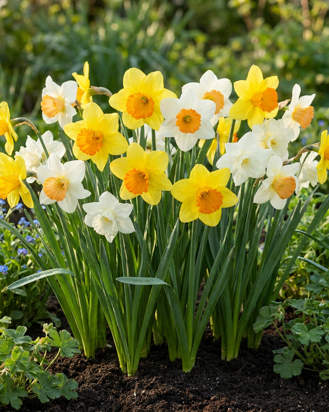 30x Narcissus large Cupped mix - Mezcla de narcisos de flor grande - Amarillo y blanco - Floración primaveral - Calibre del bulbo 12/14