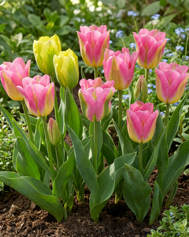 96x Tulipa Strawberry Lemonade - tulipán limonada de fresa - varios - floración primaveral - calibre del bulbo 11/12