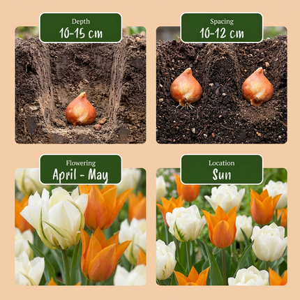 120x Tulipa Sunbath – Tulpe Sunbath – Gelb und Weiß – Frühjahrsblüher – Zwiebelgröße 11/12