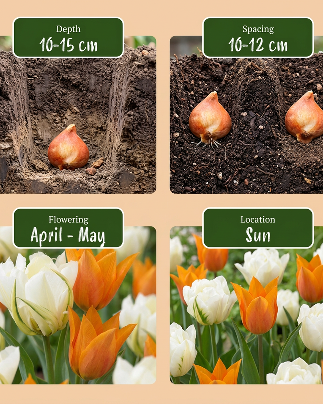 120x Tulipa Sunbath – Tulpe Sunbath – Gelb und Weiß – Frühjahrsblüher – Zwiebelgröße 11/12