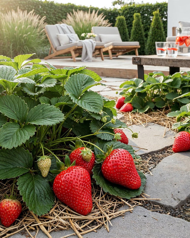 Piantine di Fragola - 6 Piantine - Fragaria Maxim - Resistenti all'Inverno - Vaso 9 cm - Fragola Rossa