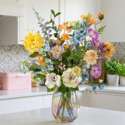 Flores artificiales - ramo Serenidad de Primavera Deluxe - 18 tallos - ↑ 85 cm
