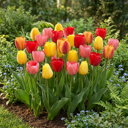 120x Tulipa Darwin-Hybride-Mix – Darwin-Tulpen-Mix – Verschiedene – Frühjahrsblüher – Zwiebelgröße 11/12