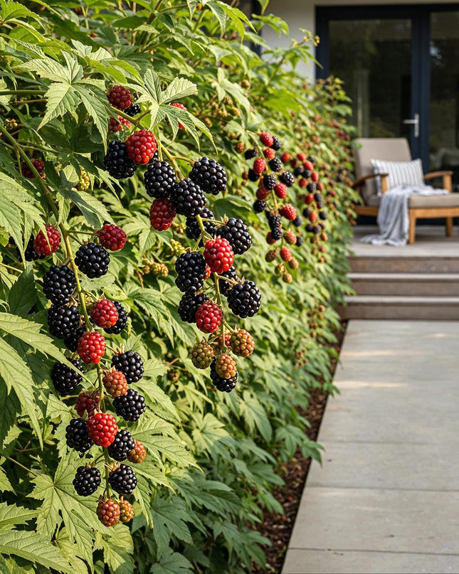 Black Blackberry Fruit Plants - 6 plants - Evergreen - Thornless Bramble Evergreen - Hardy in Winter - Pot 9 cm