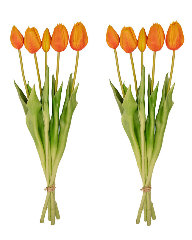 Kunst Tulpen Oranje - 10 stuks - 'Real Touch' - 42 cm