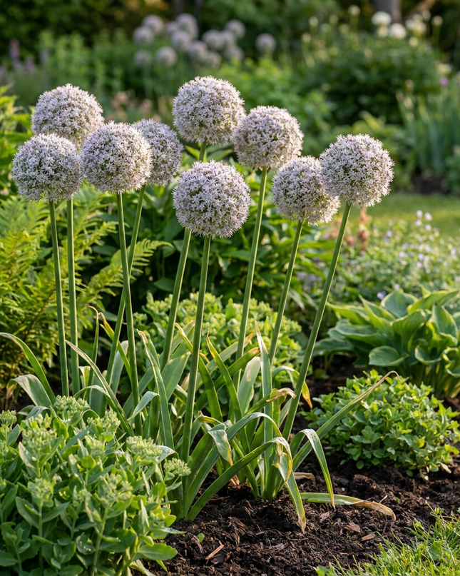 320x Allium Ping Pong - Ajo ornamental Ping Pong - Blanco - Floración estival - Tamaño del bulbo 6/7