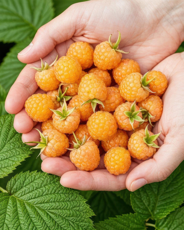 Yellow Raspberry Fruit Plants - 6 plants - Rubus idaeus Fallgold - Hardy in Winter - Pot 9 cm