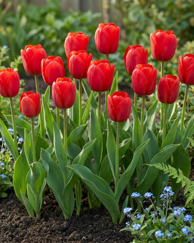 120x Tulipa Triumph Red - Triumph-Tulpe - Rot - Frühjahrsblüher - Zwiebelgröße 11/12