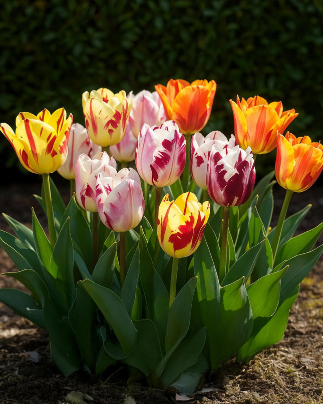 Bloembollen - Tulp Flaming Beauty mix - Diversen Kleuren - 15 stuks - Bolmaat 11/12 - XXL Pack