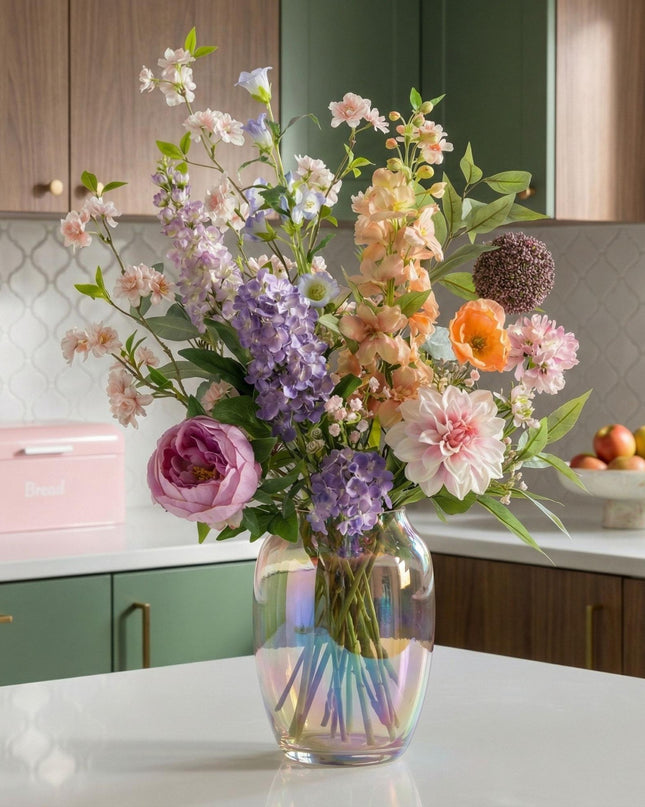 Artificial Flower Bouquet - Pastel Meadow Deluxe - Real Touch - 15 Stems - ↑ 100 cm