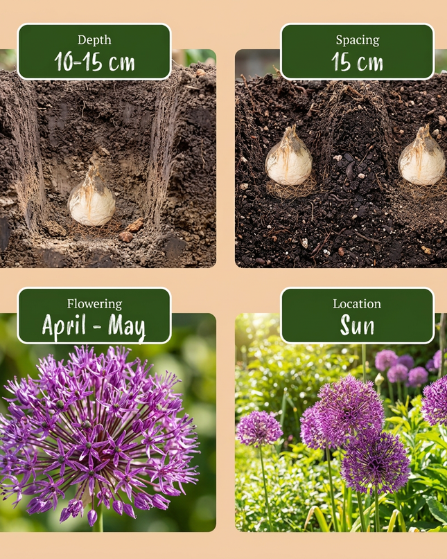 120x Allium Miami - Zierlauch - Violett - Sommerblüher - Zwiebelgröße 10/+