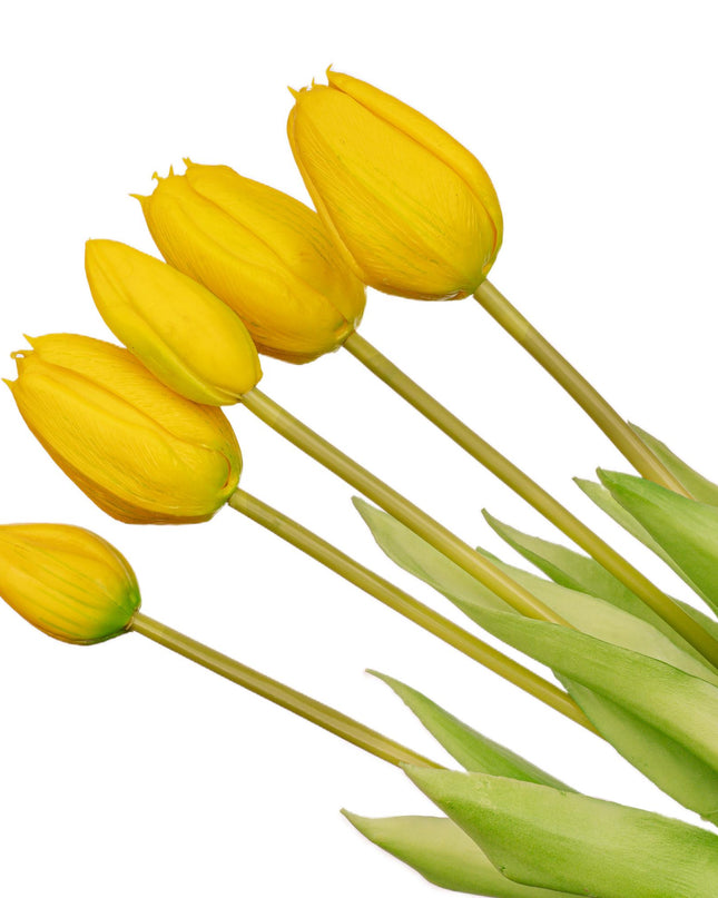 Kunst Tulpen Geel - 10 stuks - 'Real Touch' - 42 cm