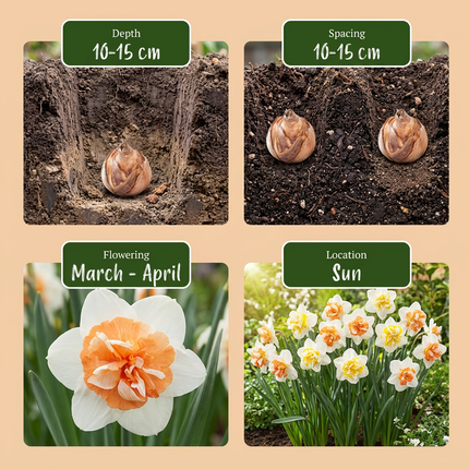 40x Daffodil Macaron Bloss - Narcissus Macaron Bloss - White and Yellow - Spring-flowering - Bulb size 12/14