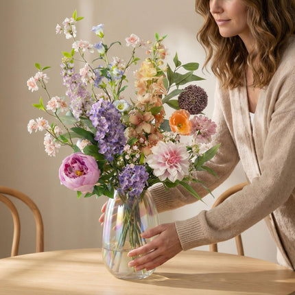 Mazetto di fiori finti - Prato pastello deluxe - Tatto reale - 15 steli - ↑ 100 cm