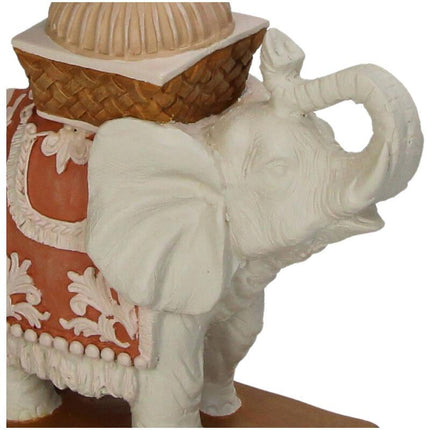Kandelaar - Olifant roze/groen - Polyresin - 34,5 cm