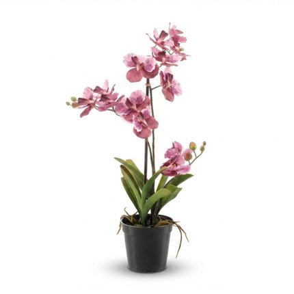Pianta artificiale Orchidea rosa antico in vaso - 60 cm