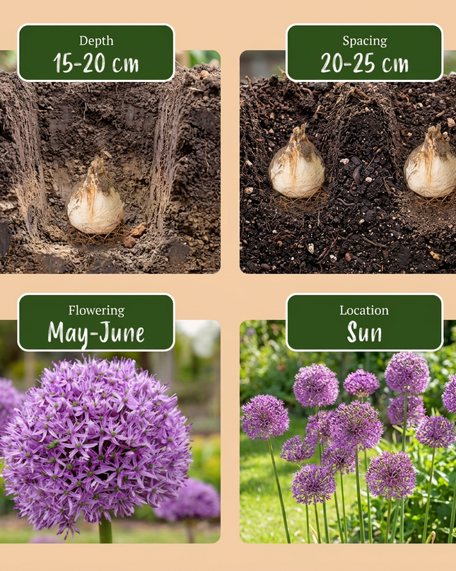 16x Allium Gladiator - Zierlauch - Violett - Sommerblüher - Zwiebelgröße 16/18