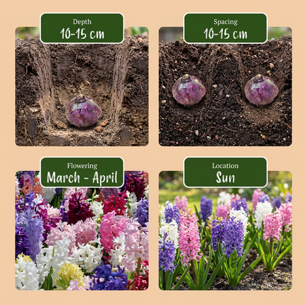 20x Hyacinthus mix - Hyacinth mix - Assorted - Spring-flowering bulb - Bulb size 14/15