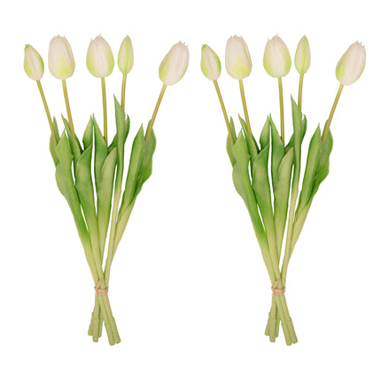 Kunst Tulpen Wit - 10 stuks - 'Real Touch' - 42 cm