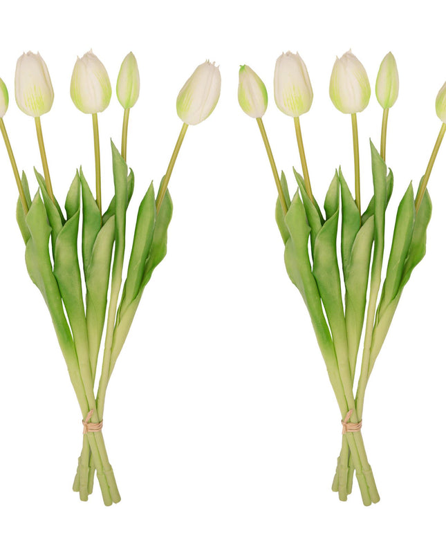 Kunst Tulpen Wit - 10 stuks - 'Real Touch' - 42 cm