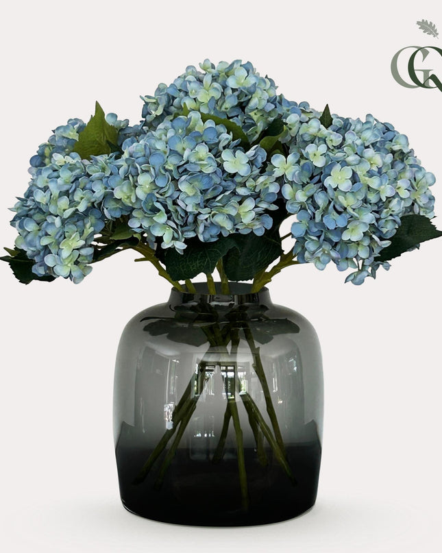 Kunstbloemen Hydrangea Blue - 8 stuks - 52 cm