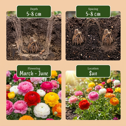 80x Ranunculus Mix - Mix di ranuncoli - Vari - Fioritura estiva - Calibro del bulbo 5/6
