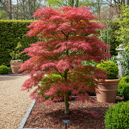 Japanse Esdoorn - Acer palmatum Beni Maiko - Rood - 2 stuks - Pot 19cm Hoogte 70cm