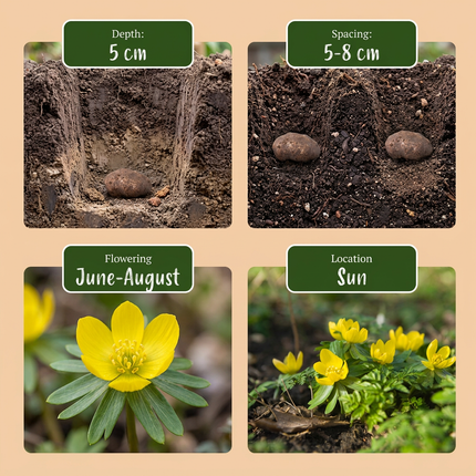 200x Eranthis Cilicica – Kilikischer Winterling – Gelb – Frühjahrsblüher – Zwiebelgröße 4/5