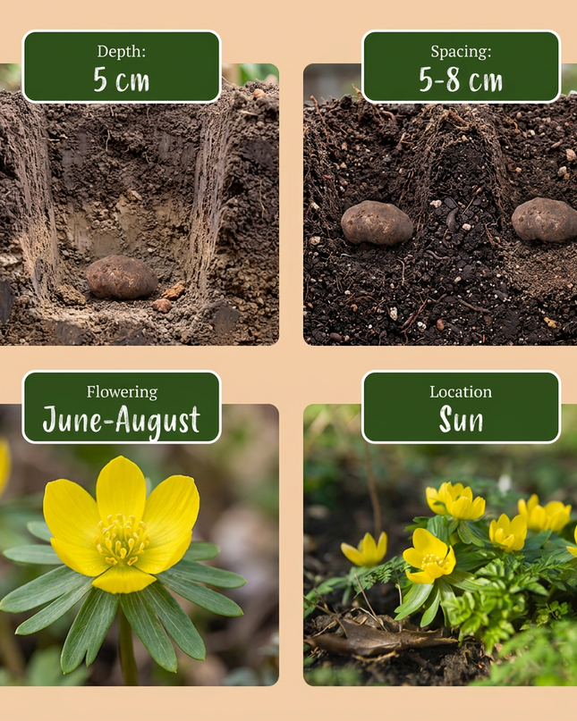 200x Eranthis Cilicica – Kilikischer Winterling – Gelb – Frühjahrsblüher – Zwiebelgröße 4/5