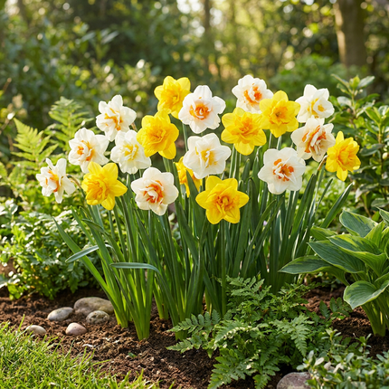 20x Narcissus Double mix - Mélange de narcisses à fleurs doubles - Jaune et blanc - Floraison printanière - Calibre du bulbe 12/14