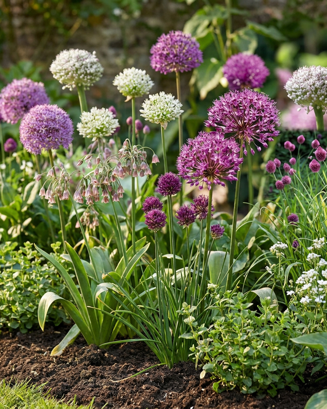 640x Bulb Garden Allium - Ajo ornamental para jardín de bulbos - Varios - Floración estival - Tamaño del bulbo 10/12