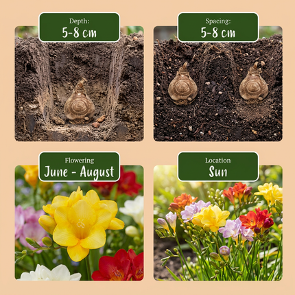 160x Freesia Double Mix – Gefüllte Freesie – Verschiedene – Schnittblume – Zwiebelgröße 5/+
