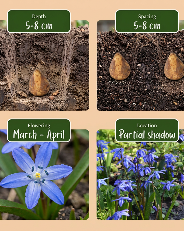 400x Scilla Siberica - Siberische sterhyacint - Blauw - Verwilderingsbol - Bolmaat 7/8