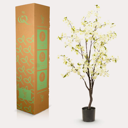 Kunstplant - Prunus - Kersenbloesem - Wit - ↕ 135cm