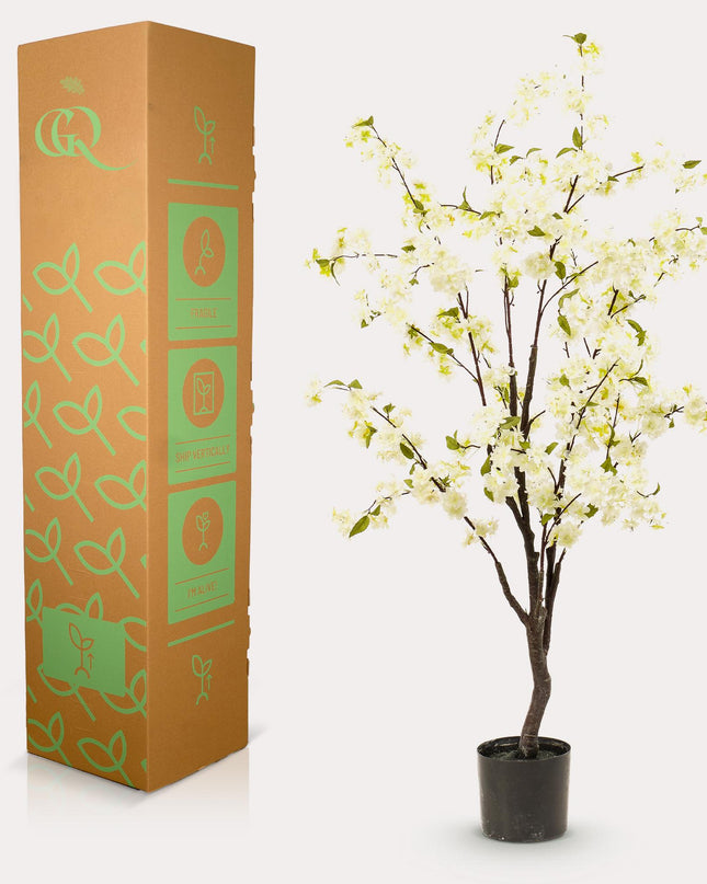 Kunstplant - Prunus - Kersenbloesem - Wit - ↕ 135cm