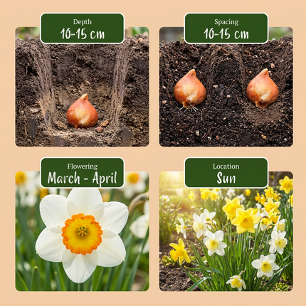 160x Narcissus Mix – Narzissen-Mix – Verschiedene – Frühjahrsblüher – Zwiebelgröße 10/12