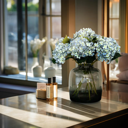 Kunstbloemen Hydrangea Blue - 8 stuks - 52 cm
