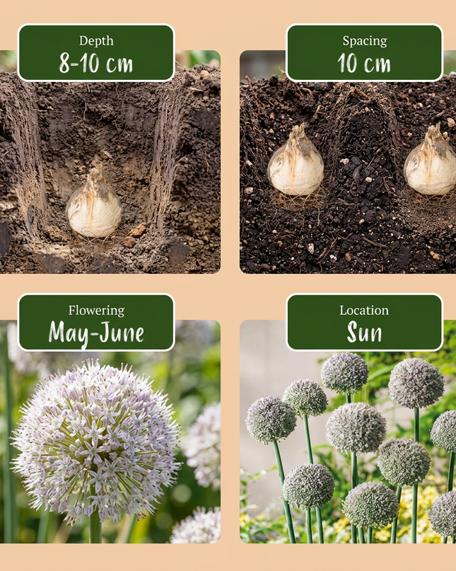 160x Allium Ping Pong - Ping-Pong-Zierlauch - Weiß - Sommerblüher - Zwiebelgröße 6/7