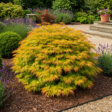 Japanse Esdoorn - Acer palmatum Summergold - Geel - 2 stuks - Pot 19cm Hoogte 70cm