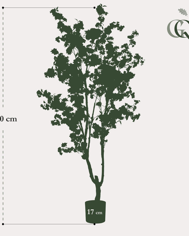 Kunstplant - Prunus - Kersenbloesem - Wit - ↕ 210cm
