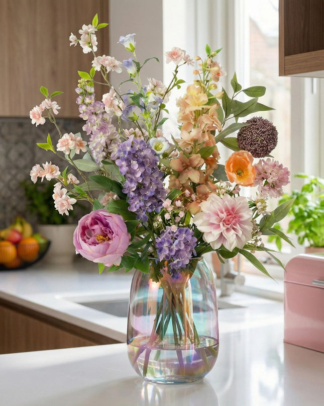 Artificial Flower Bouquet - Pastel Meadow Deluxe - Real Touch - 15 Stems - ↑ 100 cm