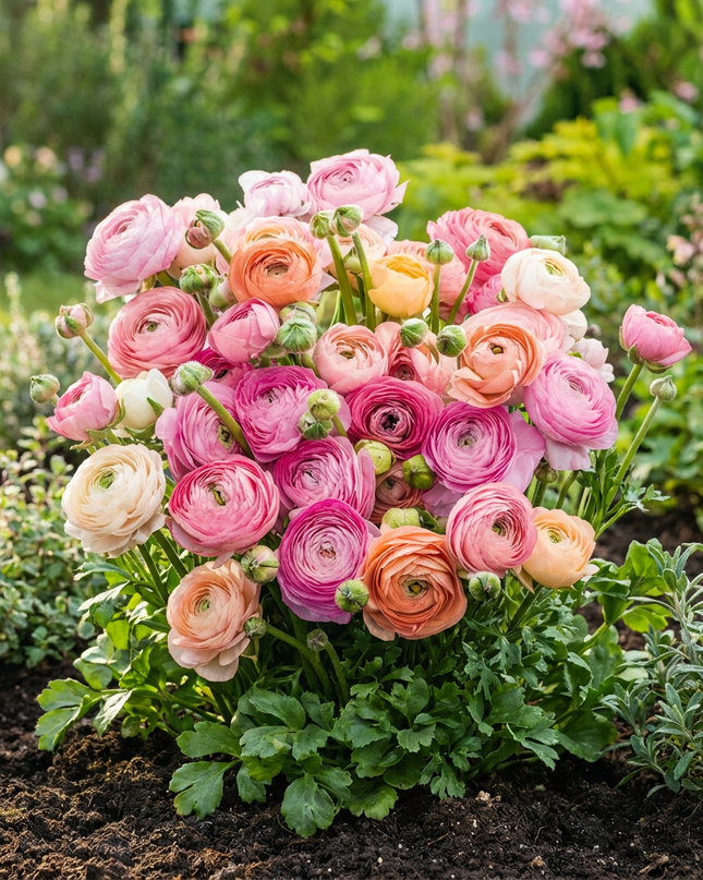 160x Ranunculus Pastel Mix – Pastellfarbene Ranunkel – D – Sommerblüher – Zwiebelgröße 5/6