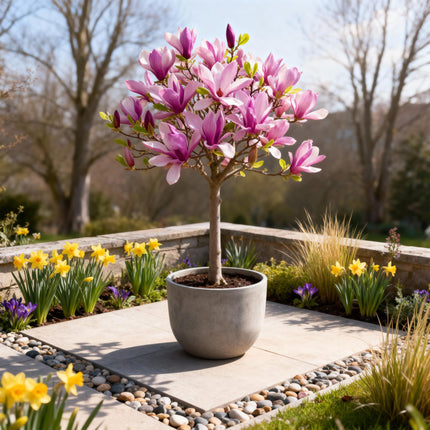 Magnolia Susan – Terrassenpflanze – sommergrün – winterhart – rosa Blüte – Topf 19cm Höhe 90cm