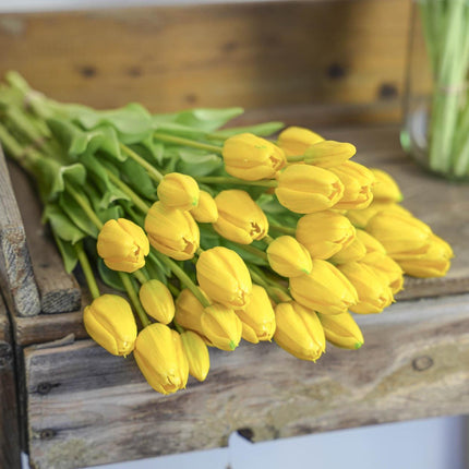 Kunst Tulpen Geel - 10 stuks - 'Real Touch' - 42 cm
