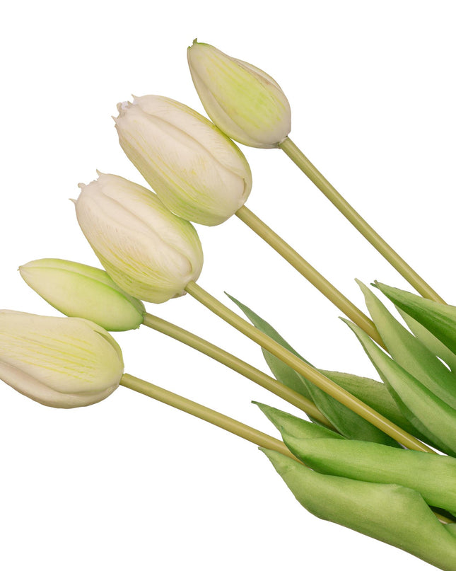 Kunst Tulpen Wit - 10 stuks - 'Real Touch' - 42 cm