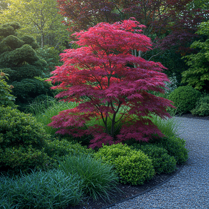Japanse Esdoorn - Acer palmatum Atropurpureum - Paars - 2 stuks - Pot 19cm Hoogte 70cm