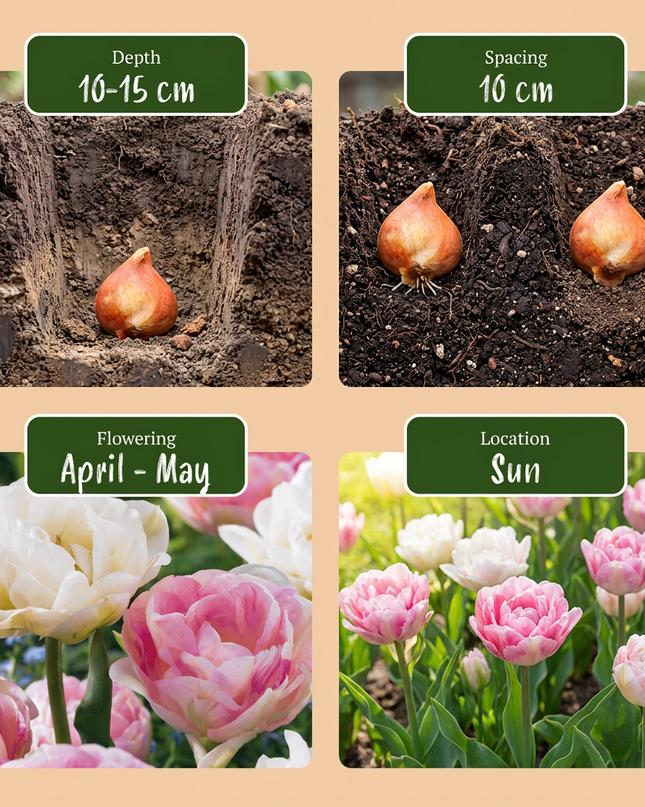 96x Tulipa Double Sensation - Gevulde tulp - Diversen - Voorjaarsbloeier - Bolmaat 11/12
