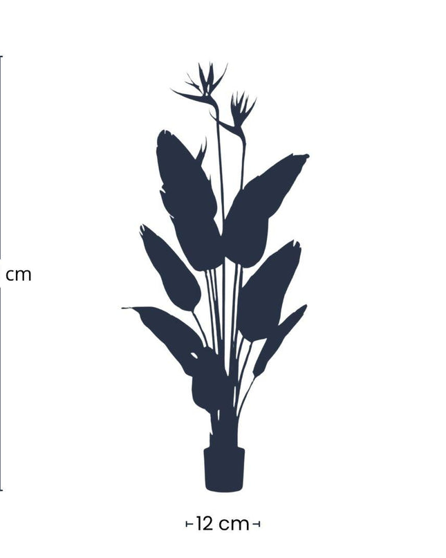 Kunstplant - Strelitzia met bloemen - ↕ 120cm - In zwarte pot