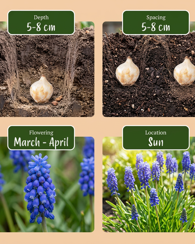 200x Muscari Armeniacum – Armenische Traubenhyazinthe – Blau – Verwilderungszwiebel – Zwiebelgröße 7/8